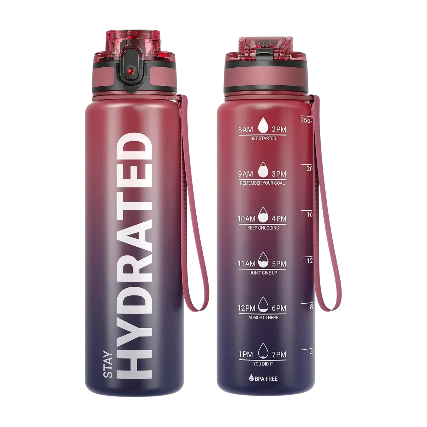 Borraccia Motivazionale 1L con Indicatore Orario – Antigoccia, Senza BPA, per Sport e Outdoor
