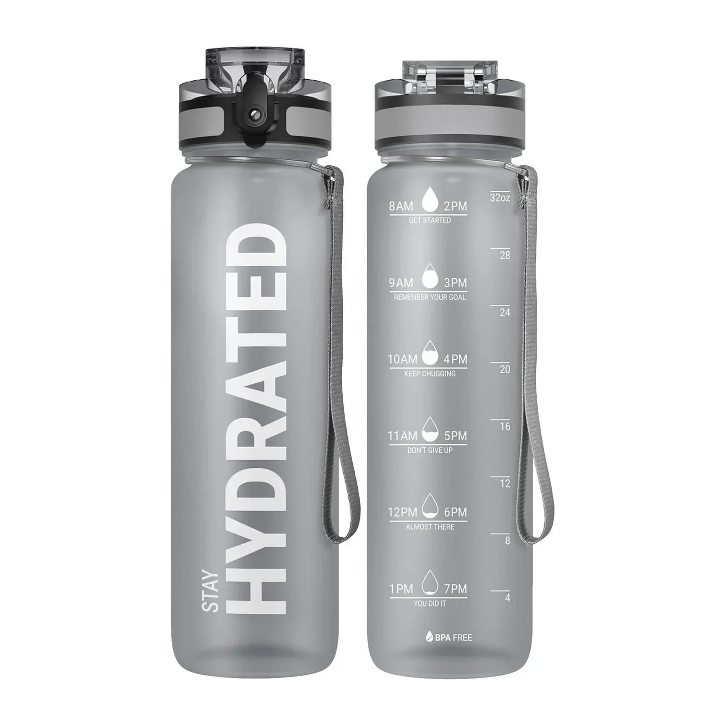 Borraccia Motivazionale 1L con Indicatore Orario – Antigoccia, Senza BPA, per Sport e Outdoor
