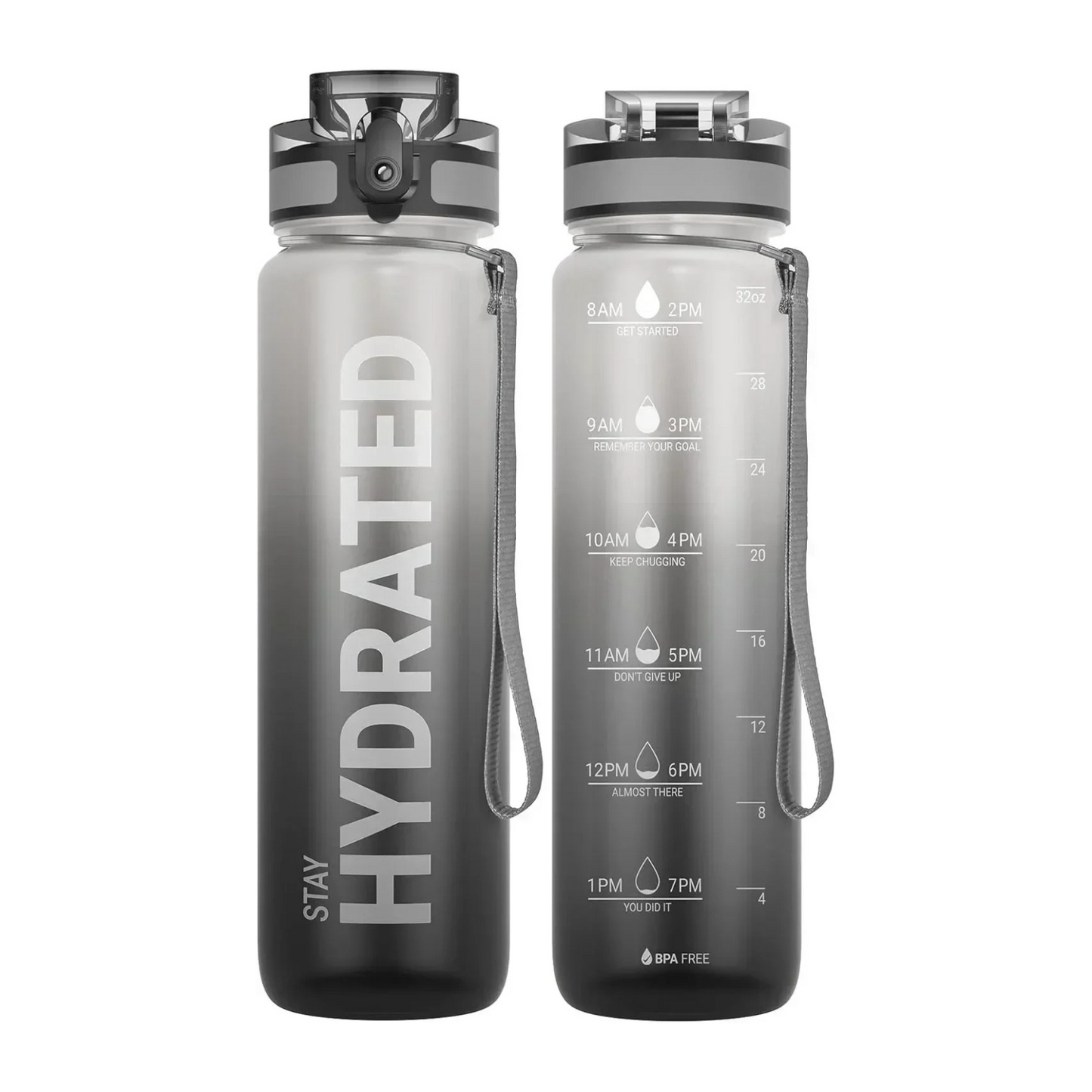Borraccia Motivazionale 1L con Indicatore Orario – Antigoccia, Senza BPA, per Sport e Outdoor
