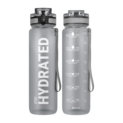 Borraccia Motivazionale 1L con Indicatore Orario – Antigoccia, Senza BPA, per Sport e Outdoor