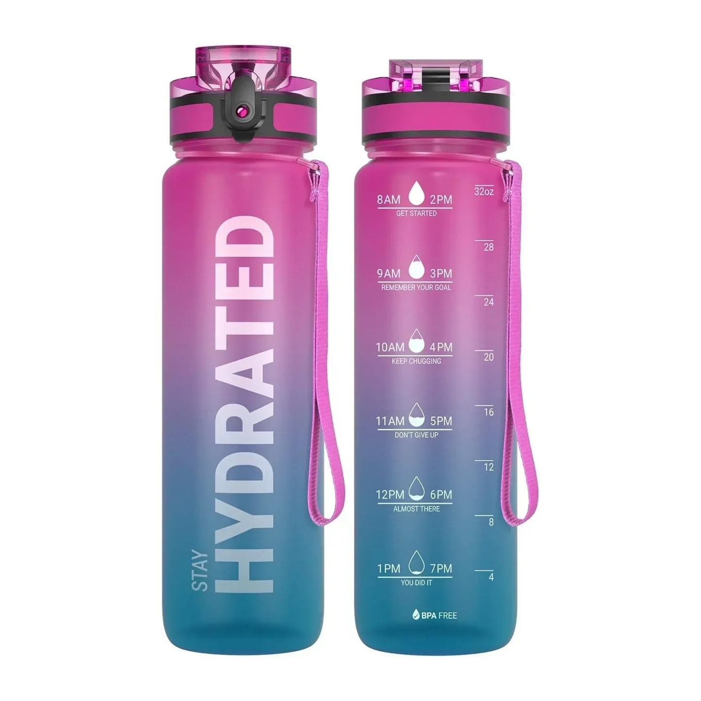 Borraccia Motivazionale 1L con Indicatore Orario – Antigoccia, Senza BPA, per Sport e Outdoor