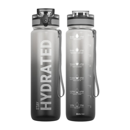Borraccia Motivazionale 1L con Indicatore Orario – Antigoccia, Senza BPA, per Sport e Outdoor